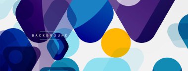 Beyaz üzerine renkli baloncuklar ve yuvarlak geometrik şekiller. Duvar kağıdı, pankart, arkaplan, iniş sayfası için vektör geometrik asgari özet arkaplan