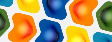 Beyaz arka planda renkli ok şekilleri. Minimum geometrik soyut arkaplan. Duvar kağıdı afişi veya iniş sayfası için vektör illüstrasyonu