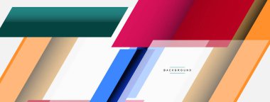 Vektör arkaplanı. Gölge efektli soyut örtüşen renk çizgileri tasarımı. Duvar kağıdı afişi için resim arkaplanı veya iniş sayfası