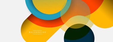 Yaratıcı geometrik duvar kağıdı. Asgari soyut arkaplan. Duvar kağıdı arkaplanı veya iniş sayfası için daire bileşimi vektör çizimi