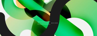 Yuvarlak şekiller daireler ve diğer geometrik şekiller. Duvar kağıdı afişi arkaplan kartı veya iniş sayfası için vektör illüstrasyonu