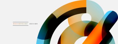 Yuvarlak şekiller daireler ve diğer geometrik şekiller. Duvar kağıdı afişi arkaplan kartı veya iniş sayfası için vektör illüstrasyonu