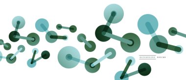 Soyut arkaplan. Yuvarlak noktalar çizgilerle birleşti. Duvar kağıdı, afiş, arkaplan veya iniş için moda tekno iş şablonu