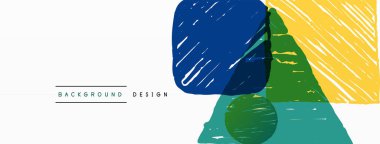 Soyut arkaplan. El çizimi geometrik şekil - kare, daire ve üçgen. Duvar kağıdı, afiş, arkaplan veya iniş için zanaat iş şablonu