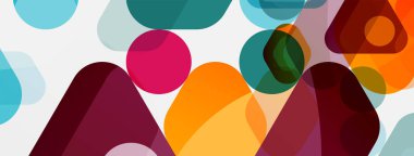 Beyaz üzerine renkli baloncuklar ve yuvarlak geometrik şekiller. Duvar kağıdı, pankart, arkaplan, iniş sayfası için vektör geometrik asgari özet arkaplan