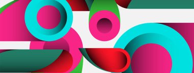 Soyut arkaplan. Minimum geometrik daireler ve koyu gölgeli yuvarlak şekiller. Duvar kağıdı afişi veya arkaplan için moda teknoloji iş şablonu