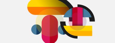 Yuvarlak geometrik şekiller çizgiler ve daireler. Duvar kağıdı afişi ya da iniş sayfası için vektör şablonu