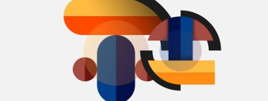 Geometrik şekiller bileşim soyut arkaplan. Çember çizgileri ve dikdörtgenler. Duvar kağıdı afişi veya iniş sayfası için vektör illüstrasyonu