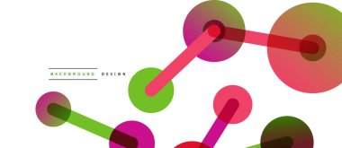 Çizgi noktaları geometrik soyut arkaplan bağlantıları. Çizgilerle birbirine bağlı çemberler. Duvar kağıdı, afiş, arkaplan veya iniş için moda tekno iş şablonu