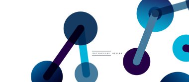 Soyut arkaplan. Yuvarlak noktalar çizgilerle birleşti. Duvar kağıdı, afiş, arkaplan veya iniş için moda tekno iş şablonu