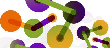 Soyut arkaplan. Yuvarlak noktalar çizgilerle birleşti. Duvar kağıdı, afiş, arkaplan veya iniş için moda tekno iş şablonu