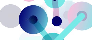 Soyut arkaplan. Yuvarlak noktalar çizgilerle birleşti. Duvar kağıdı, afiş, arkaplan veya iniş için moda tekno iş şablonu