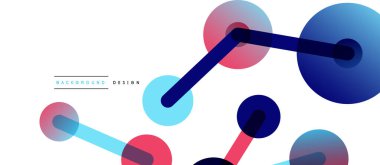 Soyut arkaplan. Yuvarlak noktalar çizgilerle birleşti. Duvar kağıdı, afiş, arkaplan veya iniş için moda tekno iş şablonu