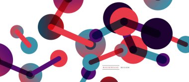 Çizgi noktaları geometrik soyut arkaplan bağlantıları. Çizgilerle birbirine bağlı çemberler. Duvar kağıdı, afiş, arkaplan veya iniş için moda tekno iş şablonu