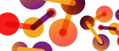 Çizgi noktaları geometrik soyut arkaplan bağlantıları. Çizgilerle birbirine bağlı çemberler. Duvar kağıdı, afiş, arkaplan veya iniş için moda tekno iş şablonu