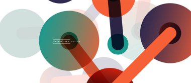 Çizgi noktaları geometrik soyut arkaplan bağlantıları. Çizgilerle birbirine bağlı çemberler. Duvar kağıdı, afiş, arkaplan veya iniş için moda tekno iş şablonu