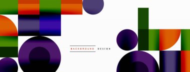 Güzel soyut bir arka plan. Çemberler, üçgen şekiller ve kareler. Duvar kağıdı, pankart, arkaplan veya iniş için en küçük geometrik şablon