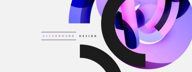 Yuvarlak şekiller daireler ve diğer geometrik şekiller. Duvar kağıdı afişi arkaplan kartı veya iniş sayfası için vektör illüstrasyonu