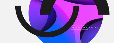 Yaratıcı geometrik duvar kağıdı. Asgari soyut arkaplan. Duvar kağıdı arkaplanı veya iniş sayfası için daire ve dalga kompozisyon vektör çizimi