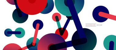 Soyut arkaplan. Yuvarlak noktalar çizgilerle birleşti. Duvar kağıdı, afiş, arkaplan veya iniş için moda tekno iş şablonu