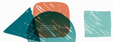 Soyut arkaplan. El çizimi geometrik şekil - kare, daire ve üçgen. Duvar kağıdı, afiş, arkaplan veya iniş için zanaat iş şablonu