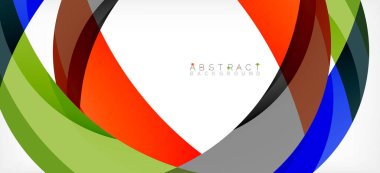 Geometrik soyut arkaplan. Üst üste binen renk şekilleriyle çember oluşturuldu. Duvar Kağıdı, Sancak, Arkaplan, İniş Sayfası için Vektör İllüstrasyonu