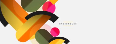 Geometrik şekiller bileşim soyut arkaplan. Çember çizgileri ve dikdörtgenler. Duvar kağıdı afişi veya iniş sayfası için vektör illüstrasyonu