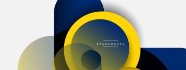 Vektör yuvarlak şekilli daireler minimum geometrik arkaplan. Duvar kağıdı afişi veya iniş sayfası için vektör illüstrasyonu