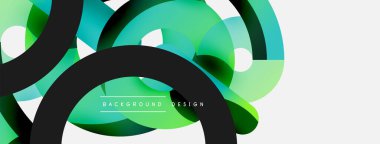 Yuvarlak şekiller daireler ve diğer geometrik şekiller. Duvar kağıdı afişi arkaplan kartı veya iniş sayfası için vektör illüstrasyonu