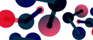 Soyut arkaplan. Yuvarlak noktalar çizgilerle birleşti. Duvar kağıdı, afiş, arkaplan veya iniş için moda tekno iş şablonu