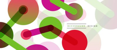 Soyut arkaplan. Yuvarlak noktalar çizgilerle birleşti. Duvar kağıdı, afiş, arkaplan veya iniş için moda tekno iş şablonu