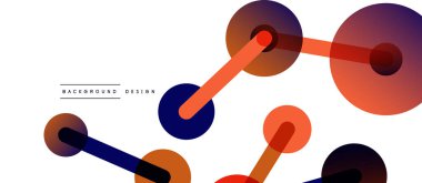 Çizgi noktaları geometrik soyut arkaplan bağlantıları. Çizgilerle birbirine bağlı çemberler. Duvar kağıdı, afiş, arkaplan veya iniş için moda tekno iş şablonu