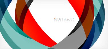 Geometrik soyut arkaplan. Üst üste binen renk şekilleriyle çember oluşturuldu. Duvar Kağıdı, Sancak, Arkaplan, İniş Sayfası için Vektör İllüstrasyonu