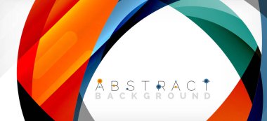 Geometrik soyut arkaplan. Üst üste binen renk şekilleriyle çember oluşturuldu. Duvar Kağıdı, Sancak, Arkaplan, İniş Sayfası için Vektör İllüstrasyonu