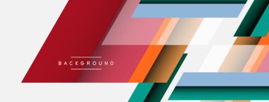 Vektör arkaplanı. Gölge efektli soyut örtüşen renk çizgileri tasarımı. Duvar kağıdı afişi için resim arkaplanı veya iniş sayfası