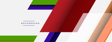 Vektör arkaplanı. Gölge efektli soyut örtüşen renk çizgileri tasarımı. Duvar kağıdı afişi için resim arkaplanı veya iniş sayfası