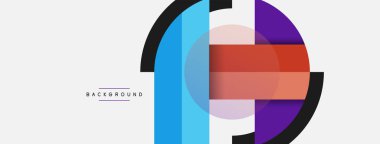 Geometrik şekiller bileşim soyut arkaplan. Çember çizgileri ve dikdörtgenler. Duvar kağıdı afişi veya iniş sayfası için vektör illüstrasyonu