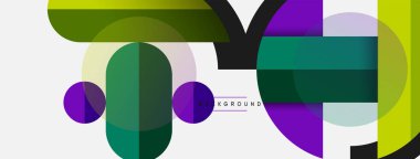 Yuvarlak geometrik şekiller çizgiler ve daireler. Duvar kağıdı afişi ya da iniş sayfası için vektör şablonu