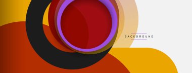 Yaratıcı geometrik duvar kağıdı. Asgari soyut arkaplan. Duvar kağıdı arkaplanı veya iniş sayfası için daire bileşimi vektör çizimi