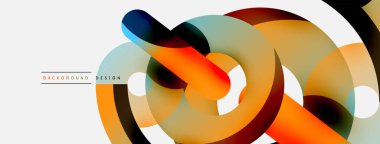 Yuvarlak şekiller daireler ve diğer geometrik şekiller. Duvar kağıdı afişi arkaplan kartı veya iniş sayfası için vektör illüstrasyonu