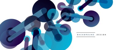 Soyut arkaplan. Yuvarlak noktalar çizgilerle birleşti. Duvar kağıdı, afiş, arkaplan veya iniş için moda tekno iş şablonu