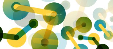 Soyut arkaplan. Yuvarlak noktalar çizgilerle birleşti. Duvar kağıdı, afiş, arkaplan veya iniş için moda tekno iş şablonu