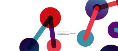 Çizgi noktaları geometrik soyut arkaplan bağlantıları. Çizgilerle birbirine bağlı çemberler. Duvar kağıdı, afiş, arkaplan veya iniş için moda tekno iş şablonu