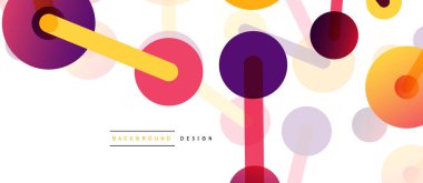 Çizgi noktaları geometrik soyut arkaplan bağlantıları. Çizgilerle birbirine bağlı çemberler. Duvar kağıdı, afiş, arkaplan veya iniş için moda tekno iş şablonu