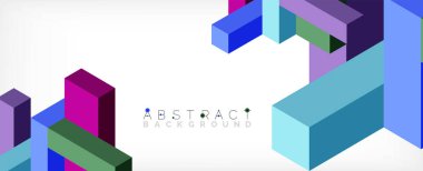 Soyut arkaplan. 3 boyutlu küp, küp elementler ve bloklar. Duvar kağıdı, afiş, arkaplan, iniş sayfası için tekno veya iş konsepti