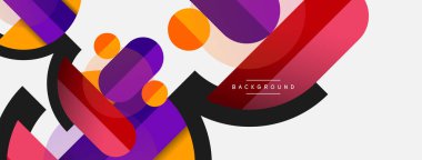 Geometrik şekiller bileşim soyut arkaplan. Çember çizgileri ve dikdörtgenler. Duvar kağıdı afişi veya iniş sayfası için vektör illüstrasyonu