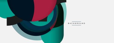 Yaratıcı geometrik duvar kağıdı. Asgari soyut arkaplan. Duvar kağıdı arkaplanı veya iniş sayfası için daire bileşimi vektör çizimi