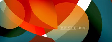 Renkli geometrik şekilli soyut arkaplan. Yuvarlak şekilli, daire ve çizgilerle çok güzel bir arka plan. Geometrik tasarım. Vektör illüstrasyonu