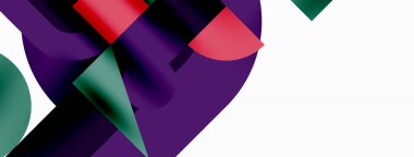 Çember ve kare geometrik arkaplan. Duvar kağıdı, pankart, arkaplan ya da iniş için üçgen ve kareli yuvarlak şekiller