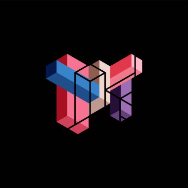 Soyut arkaplan. 3 boyutlu küp, küp elementler ve bloklar. Duvar kağıdı, afiş, arkaplan, iniş sayfası için tekno veya iş konsepti